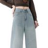 Spring Summer Full Star Rhinestone High Waist Drape Floor Slim Straight Casual Denim Pants For Ladies Casual Pants Oversize Denim Trousers