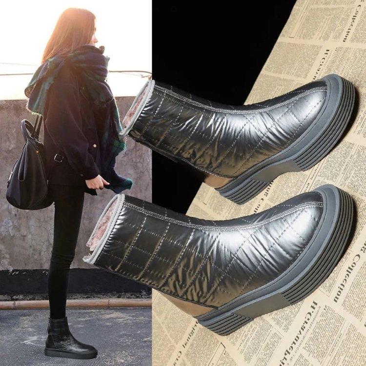 

Хлебные туфли женские новые универсальные хлопковые туфли зимние бархатные утолщенные водонепроницаемые нескользящие ботинки Мартин 40 серый