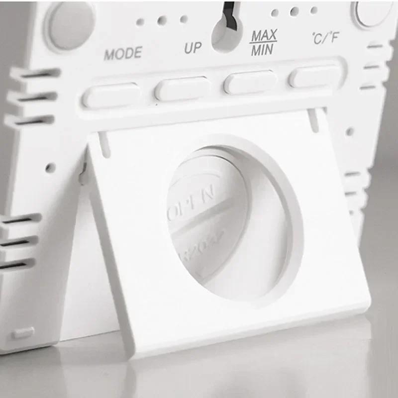 Ultra Thin Alarm Clock LCD Large Screen Digital Temperature Hygrometer Simple Alarm Clock Magnetic Design Desk Decoration Clocks