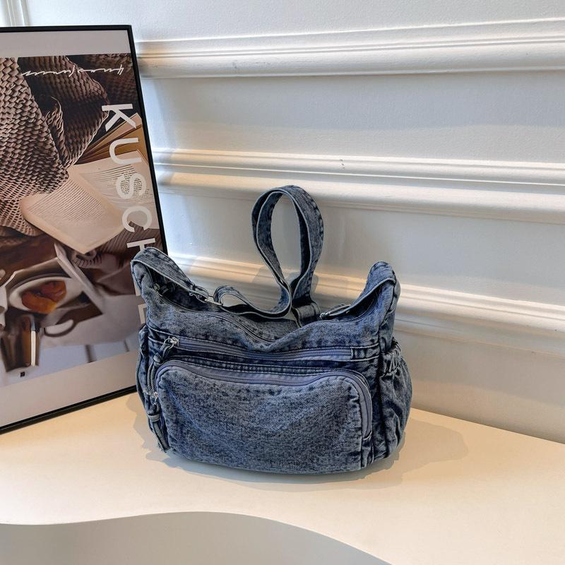 

Denim bag women s tote bag large capacity 2025 summer new shoulder bag simple foreign commuter messenger bag темно-синий