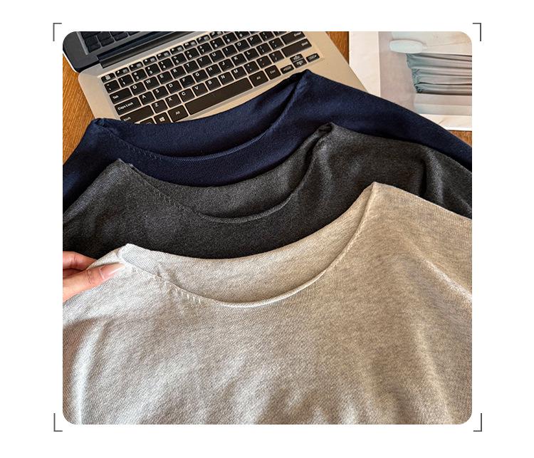 2025 New Women's Grey Knit Long Sleeve Loose Slimming Top