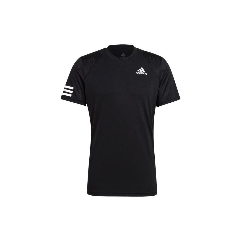 Adidas Striped Crew Neck Logo Print T-Shirt Men Tops Black GL5403