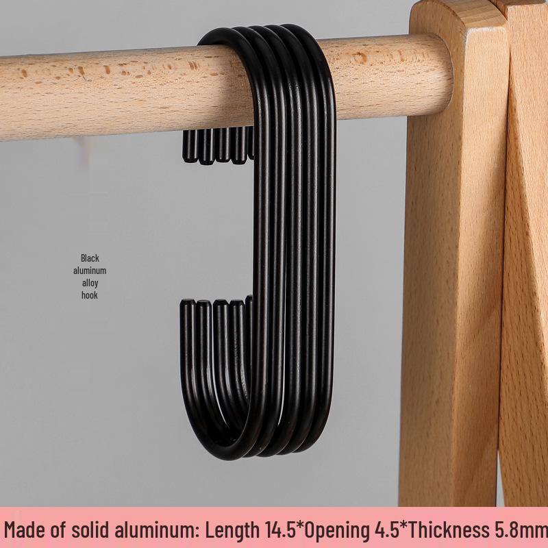 S-Shaped Aluminum Alloy Hook for Clothing, Kitchen, and Wardrobe - Modern Minimalist Design.