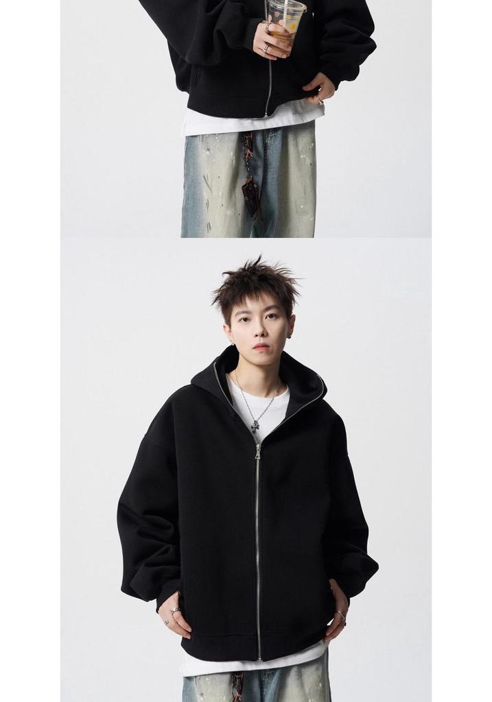 Unisex Heavyweight Hooded Sweatshirt – Spring/Autumn High-End Loose Fit Cardigan