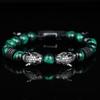 New Trend Double Leopard Head Handmade Tiger's-eye Bracelets  Accessories Handmade Men's Jewelry Pulseras Homme