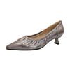 Fine heel silver single shoes soft leather pleated commuter work shoes pointed high heels 2025 new spring and autumn women's shoes middle heel