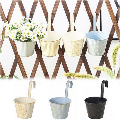 Gartenzubehör Metall Hängende Blumentöpfe mit Haken Wandmontage Geländer Blumenkasten Entwässerbar Hängende Pflanztöpfe Wandzaun