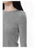 Women's Gray Slim-Fit Long-Sleeve T-Shirt: Korean Style, Autumn/Winter Base Layer