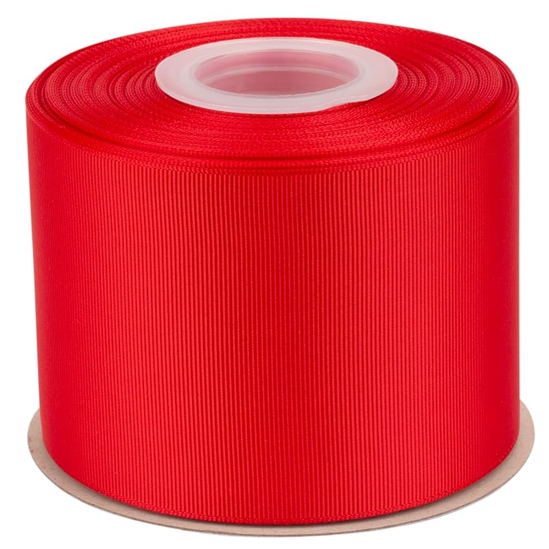 

[Tekdeere]Width 75mm solid red grosgrain ribbon, perfect for gift wrapping, sewing, hair accessories, wedding decorations - 22 meters/roll
