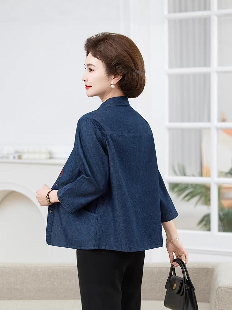 2026 Pure Cotton Mid-Sleeve Top for Middle-Aged & Elderly Women