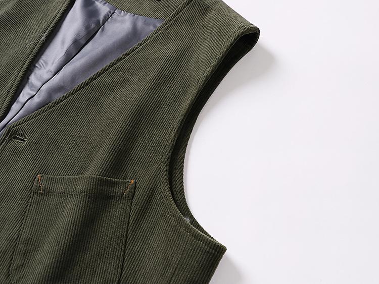 Retro Britische Übergröße Mehrere Taschen Kord Cord Corduroy Fischgrät Casual Schmal Geschnitten Hochzeits Herrenweste