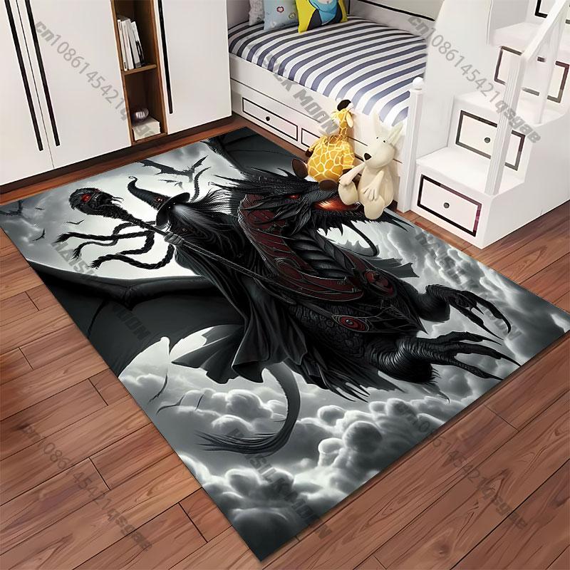 Wizard riding dark fiery dragon carpet Yoga living room room decor children's crawling mat doormat area rug games mat