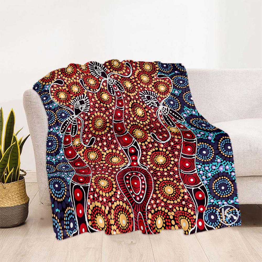 Australian Aboriginal Style 27 Blanket Soft Warm Cozy Suitable for Chair Bed Seaside for All Occasions Digital Print