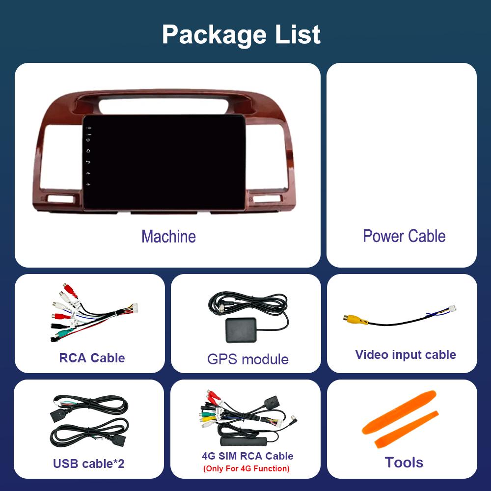 Car Video Multimedia Player Bluetooth for Toyota Camry 5 XV 30 2001 - 2006 WiFi Android 14 GPS Navi 2.5D Screen Auto Tools