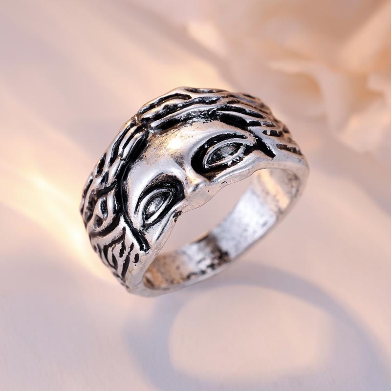 Vintage-Ring mit religiösem Glauben, Jesus-Kopf, für Männer und Frauen, Retro-Fingerringe, Bänder, Modeschmuck, Geschenk