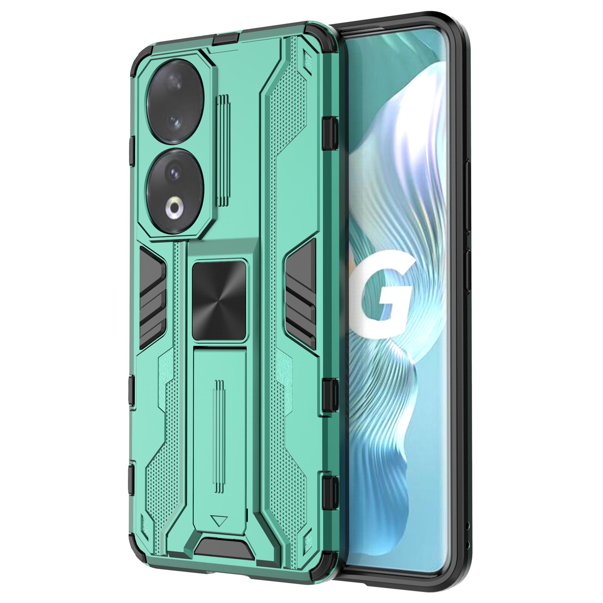 

For Honor 90 Anti-drop Phone Cover with Kickstand Hard PC+Soft TPU Protective Case Green