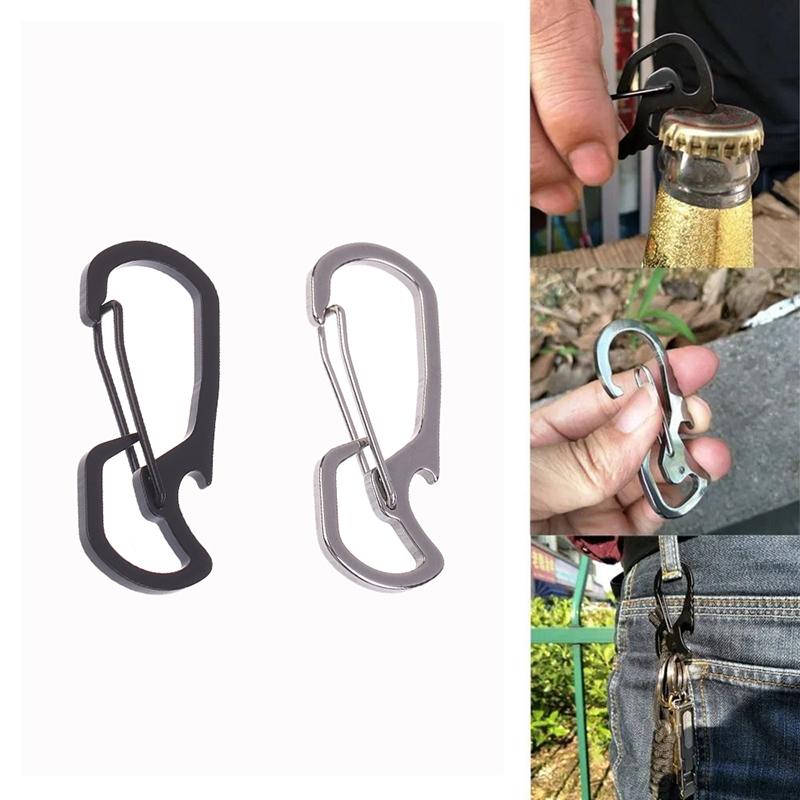 Stainless Steel Keychain Bottle Opener Multifunctional Carabiner Multifunctional Outdoor Keychain Ring Bag Pendant