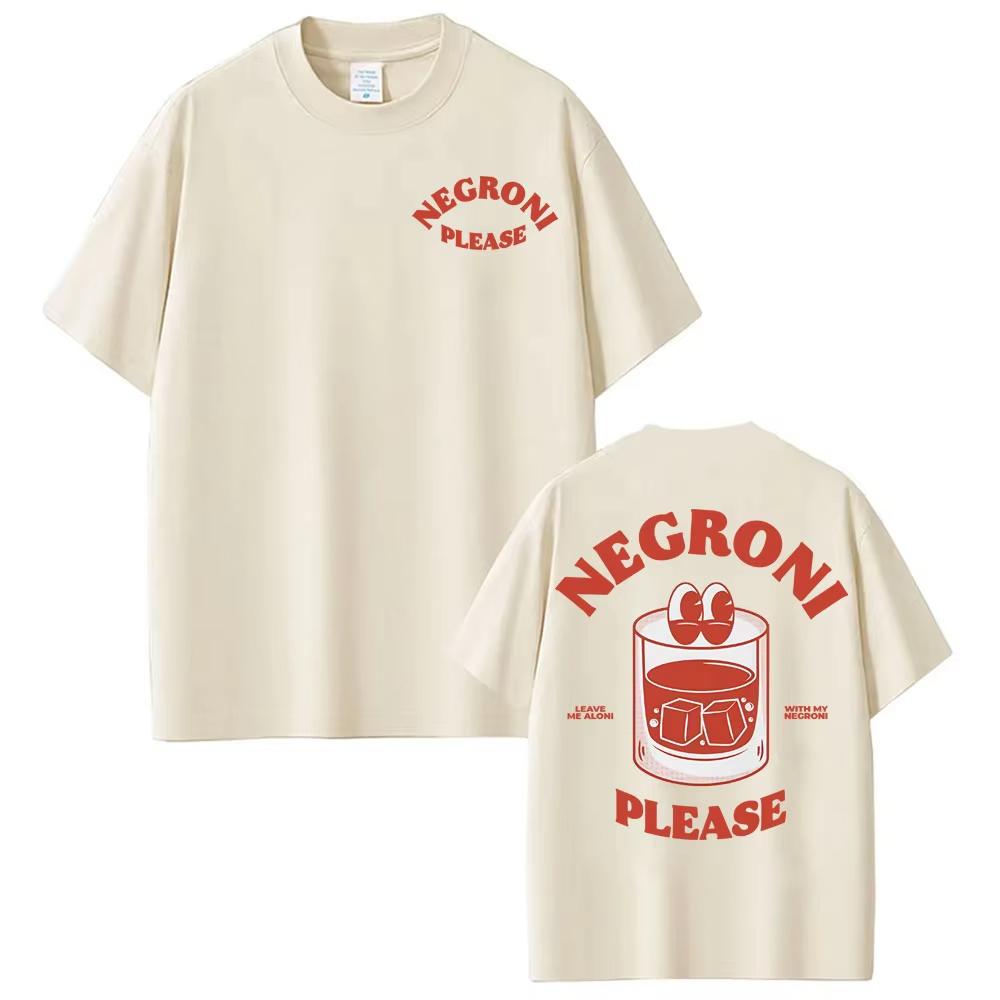 

Negroni Please Cartoon Meme TShirts Funny Cocktail Drink Cute Graphic Tee Shirt Men Women Fashion Casual Cozy Tshirt Streetwear S