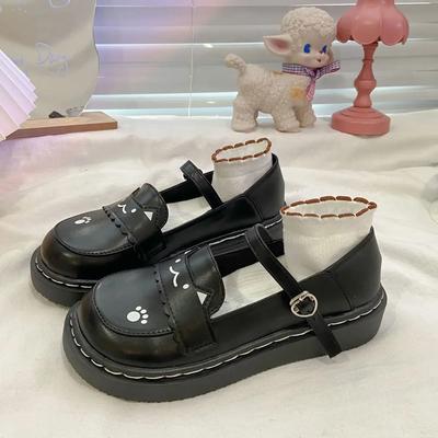 Fashion Cute Kitten Japanese Big Head Small Leather Shoes Jk Uniform Flat Soft Sister All Match Student Mary Jane Single Shoes