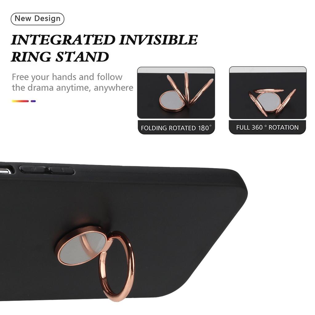 Matte Shell for iPhone 13 Pro Max 6.7 Inch TPU Cover Mobile Phone Case with Ring Kickstand