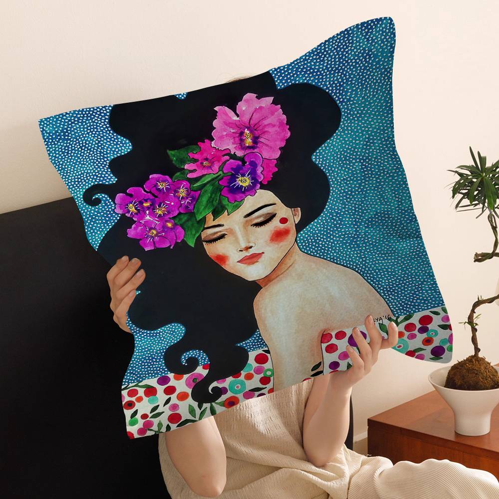 Fashion Abstract Girl Pillow Cover Design cushion Cover decor Holiday Decorati
