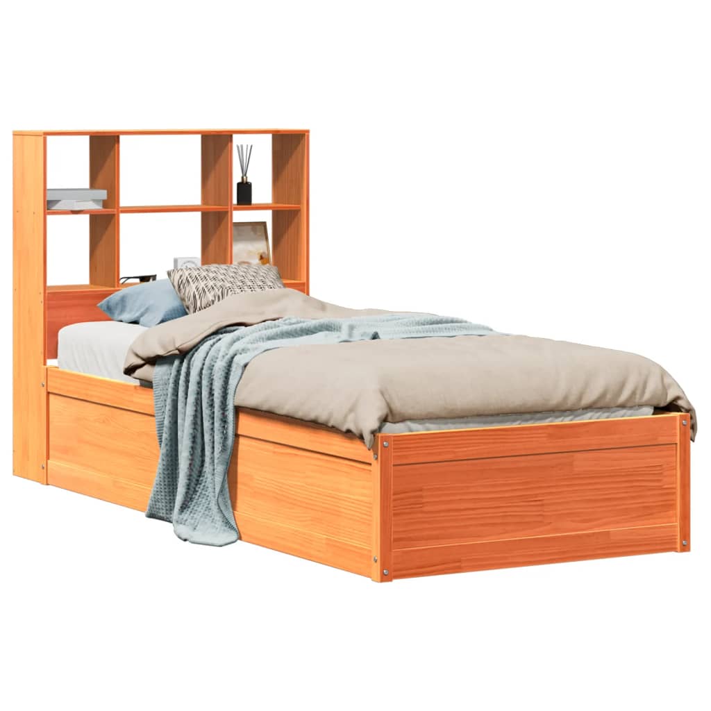 Solid Wood Bed without Mattress Wax Brown 75x190 cm Pine Wood