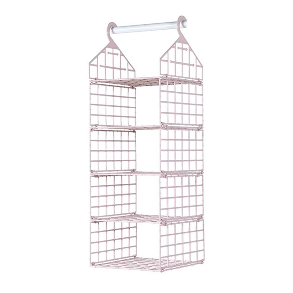2/3/4/5 Tier Folding Closet Organization Shelves Multi-Purpose Checkered Clothes Rack For Home Bedroom