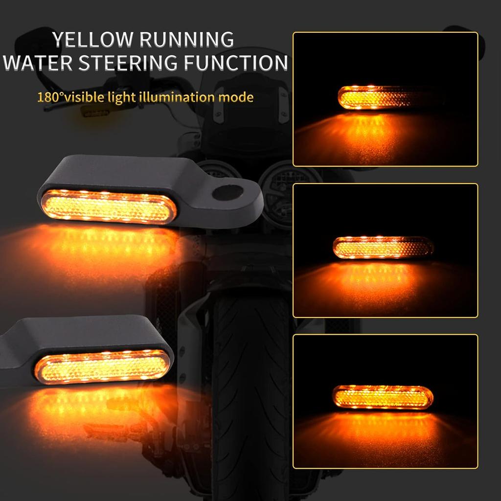 Rich Choices Handlebar LED Turn Signals Mini Motorcycle Blinkers Front Running Light Universal Compatible with Harley Sportster Dyna Honda Shadow