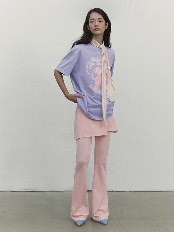 KIRSH Wrap Layered Skirt Pants [Salmon]