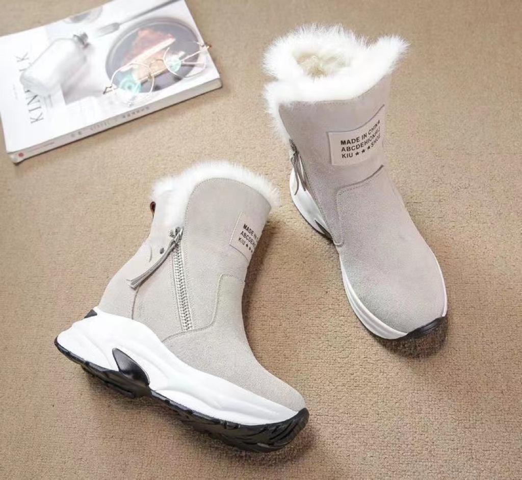 Small Side Zipper Heel Thick-soled Snow Boots Women's Autumn New Casual Velvet Warm Short Cotton Boots