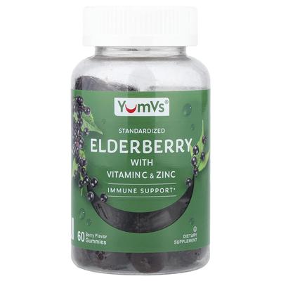YumVs, Elderberry, Vitamin C, and Zinc Gummies, Berry Flavor, 60 Gummies