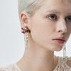 FEVERISH Flower Blast Large Tassel Earrings Burgundy