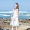 2026 Summer Women's Petite A-line Beach Dress with Tassel Spaghetti Straps