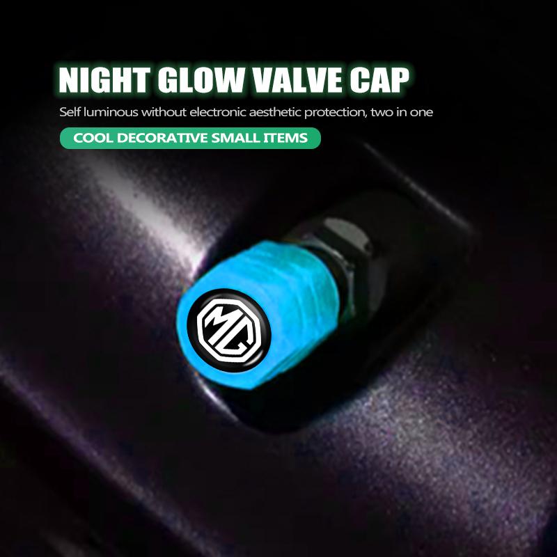 For MG Luminous Tire Valve Cap Car Wheel Hub Glowing Cover Auto Accessories RX5 RX8 350 550 6 3 5 7 ZR ZS HS GS GT Hector wue1