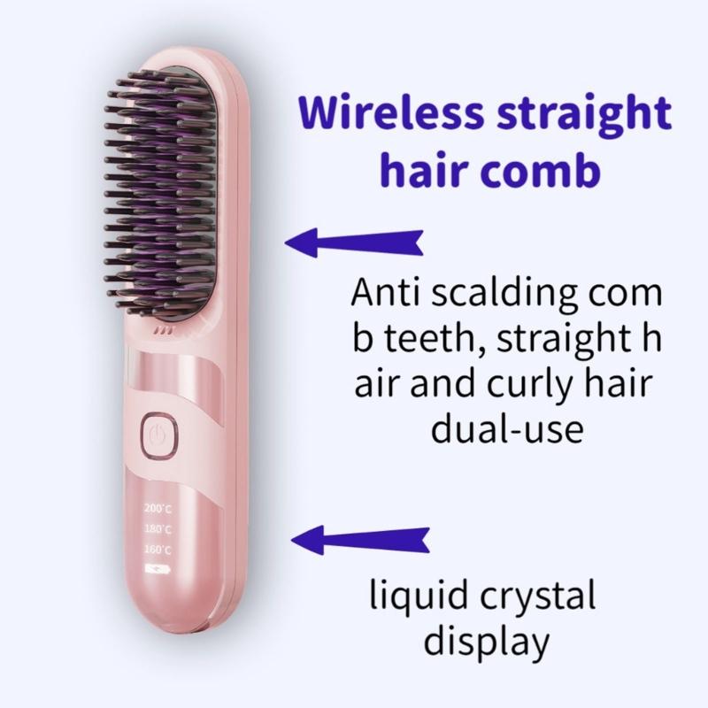 Double Purpose Hair Styler Brush USB Charging Hair Straightener 3600mAh Battery Ideal for Travel Efficient Styling