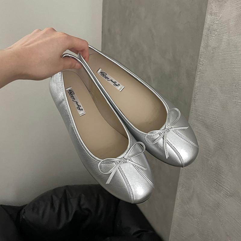 

Bailamos 2025 Women Flats Footwear Designer Shallow Female Round Toe Butterfly-Knot Ballet Shoes Ladies Flats Slides Shoes Mujer 35