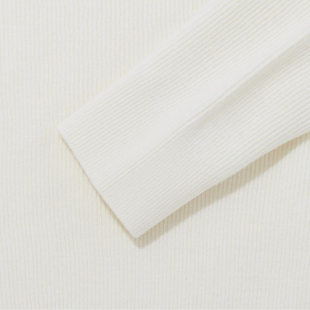 Noseupeiseu Nt7Ap51A Merino Wool Half-Zip Sweater Ivory
