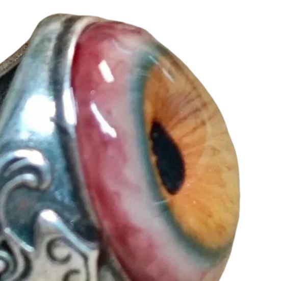 Eye of Veil Ring Handmade Resin Ring with Eye Design Waterproof Fading-Proof Adjustable Fit Vascular Details Ring