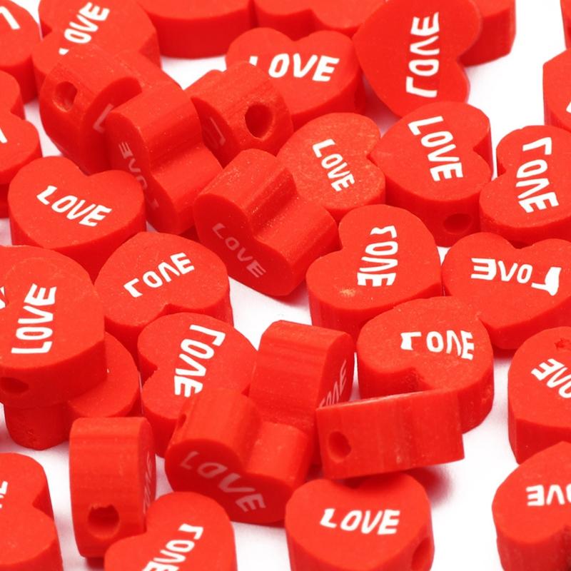 50/100x Beads Love Heart Shape  Spacer Beads for Bracelet Necklace Earring Making DIY Jewelry Crafts Tool
