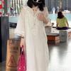 Summer new loose and thin temperament long skirt new Chinese style heavy industry embroidered V-neck dress women