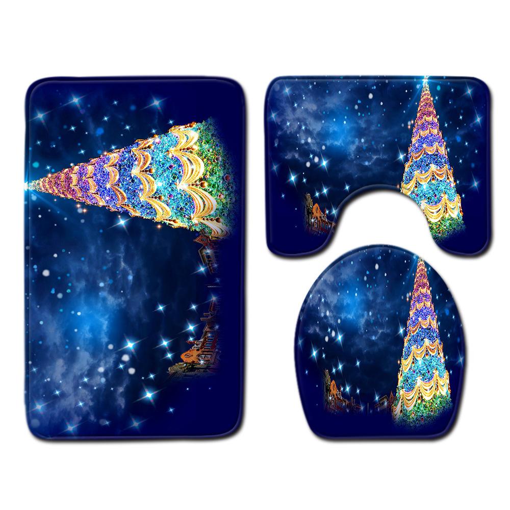 Christmas Bathroom Floor Mat Toilet Three-Piece Set