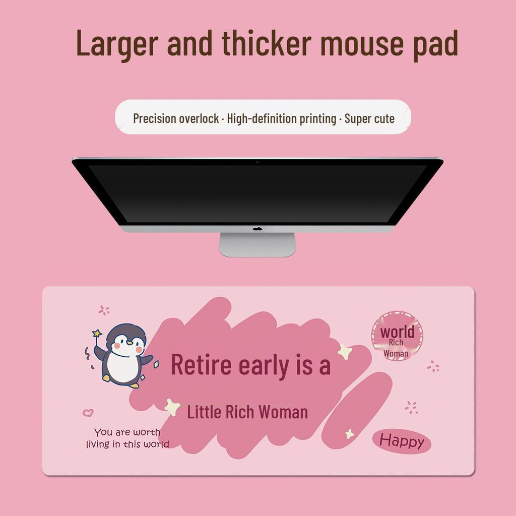 Extra Large Doodle Text Mouse Pad with Lock Edge - Thick, Durable Keyboard Desk Mat