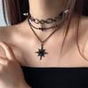 Y2K Spicy Girl Dark Star Leather Choker Necklace - Pure Desire Clavicle Chain