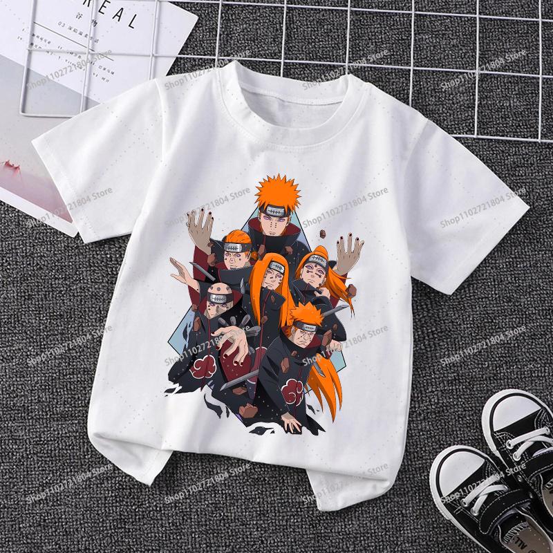NARUTO Round Neck Tshirts for Boys Girls Anime Cartoon Cute Printed Shortsleeved Top Children Summer Fashion Tshirt Gifts