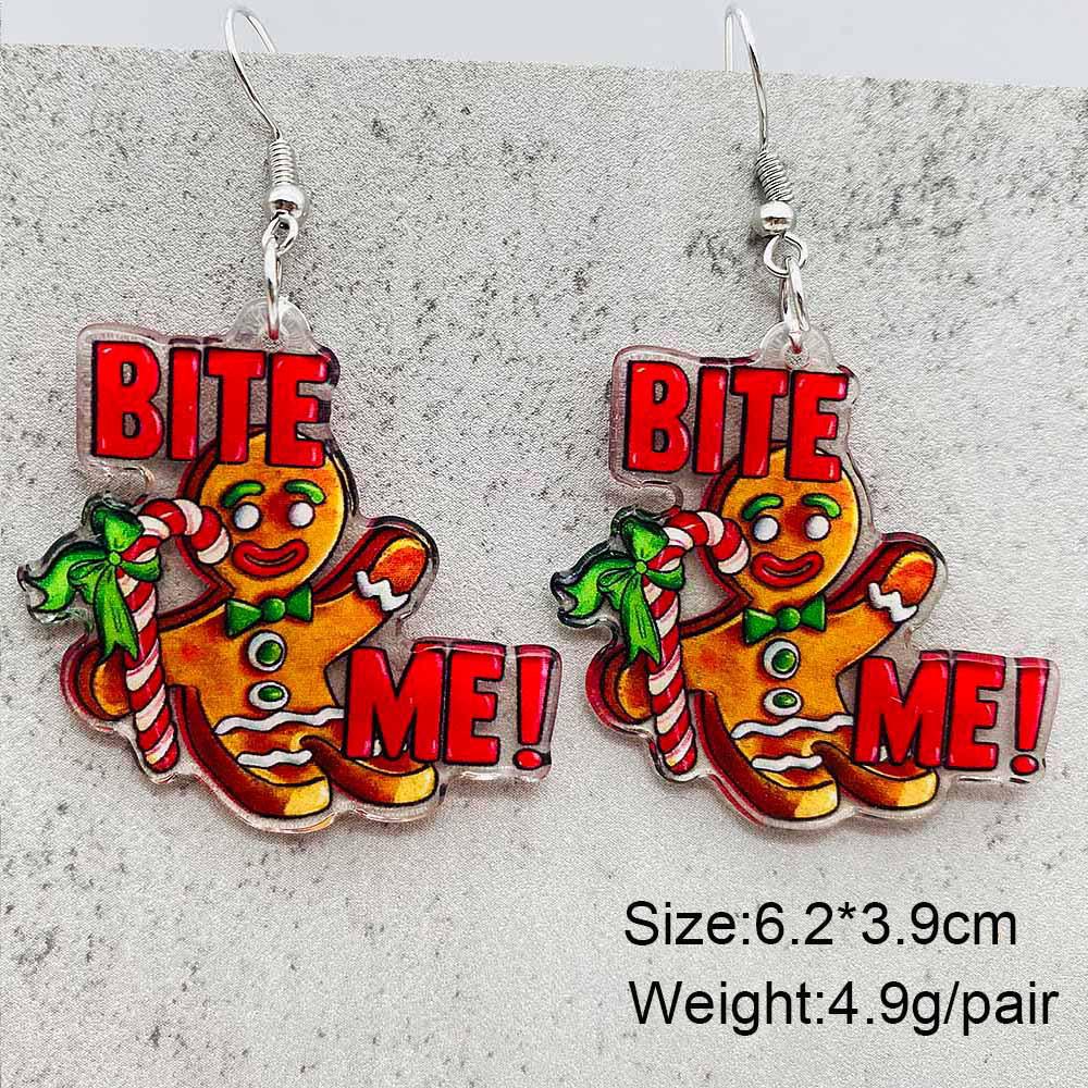 Cross-border Christmas Ornaments: Santa Claus & Gingerbread Man Acrylic Earrings