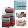 Enfärgad Korallfleece Huvförsedd Badlakan Set - Broderad, Tjock, Absorberande, Stor