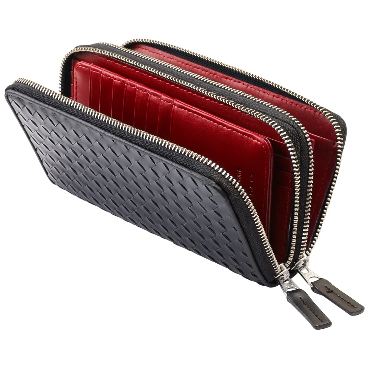 

Кошелек длинный кошелек из сетчатой кожи большой емкости с двойной круглой молнией United HOMME Collaboration Item x [Diablo] Мужской [UHD-1190] (Черный Красный)