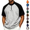 Men's Short Sleeve Golf Polo Shirt with Raglan Sleeves Lightweight Wicking Breathable Training Top for Summer and Autumn Activities