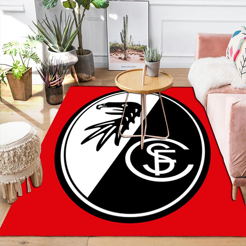 SC Freiburg Pattern Rug Floor Mat for Living Room or Bedroom Soft and Comfortable Carpet a Gift for Birthday and Holiday.