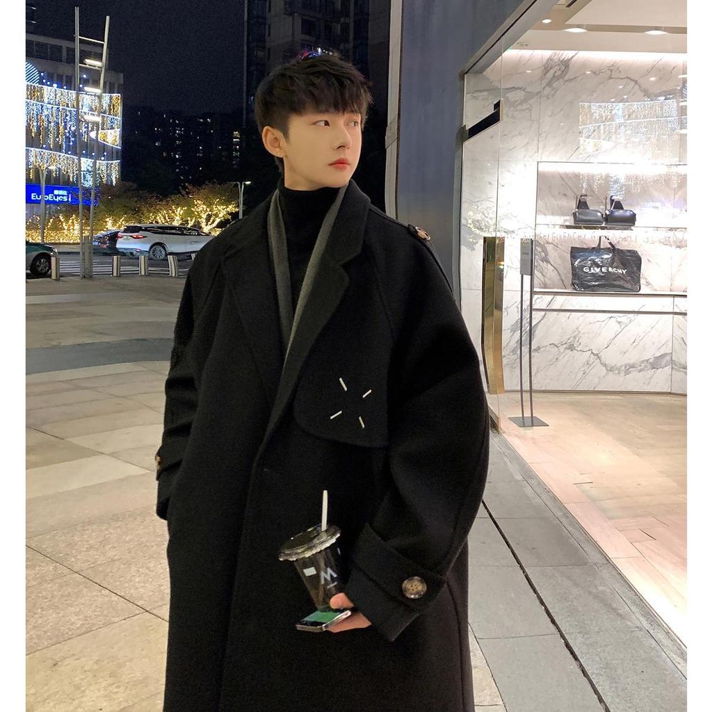 Unisex Over-the-Knee Wool Trench Coat - Mid-Length, Stylish High-End Winter Outerwear